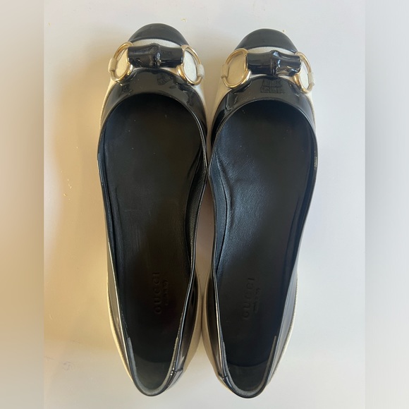 Gucci Moca Pelle E Cuoio Vernice Soft Kid Scamoscia Suede Horsebit Bamboo Flats - Picture 4 of 7